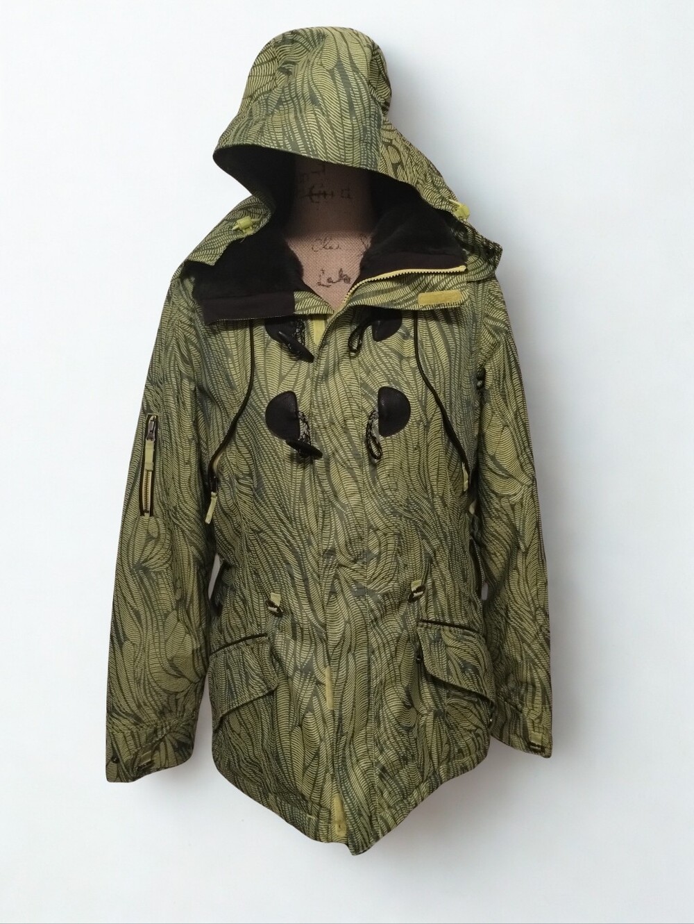 Burton Tango Snowboarding Waterproof Jacket Green Leaf Pattern Women's Size M